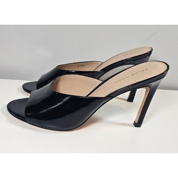 Pella Moda Patent Black Leather Slide 4 inch Heels, Sz 10M, New - Picture 3 of 10